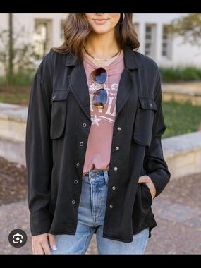 Grace & Lace Black Utility Shirt Jacket